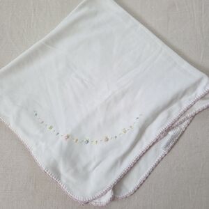 Kissy Kissy 2012 White Baby Blanket with Pastel Floral Embroidery Pima Cotton